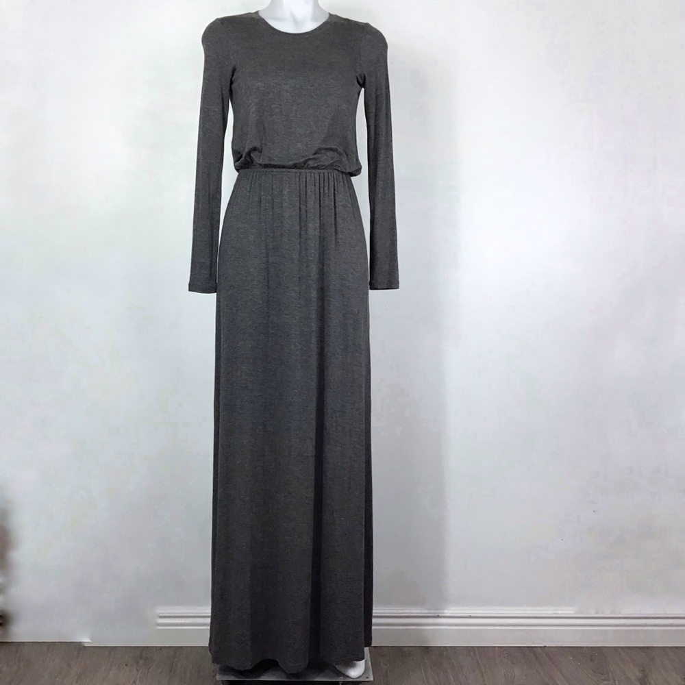 BCBGeneration Heather Gray Open Back Maxi Dress